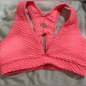 Booty by Brabants. Croco Skin Deep V Top Pink Sand